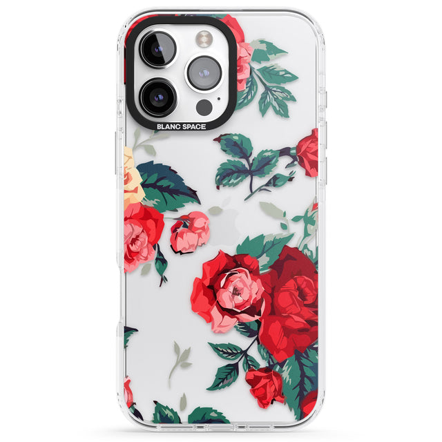 iPhone 16 Pro Max Rose Pattern Black Impact Phone Case