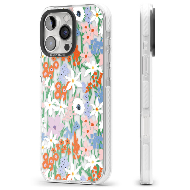 iPhone 16 Pro Max Springtime Meadow: Transparent Black Impact Phone Case