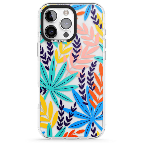 iPhone 16 Pro Max Tropical Palm Leaves Black Impact Phone Case