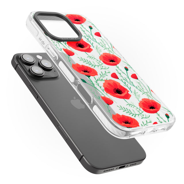 iPhone 16 Pro Max Poppy Garden Black Impact Phone Case