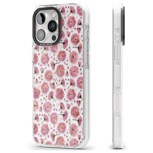 iPhone 16 Pro Max Pink Flowers & Blossoms Transparent Design Black Impact Phone Case