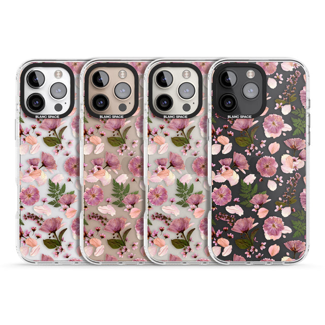 iPhone 16 Pro Max Floral Menagerie Transparent Design Black Impact Phone Case