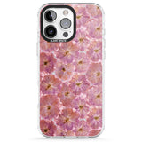 iPhone 16 Pro Max Large Pink Flowers Transparent Design Black Impact Phone Case