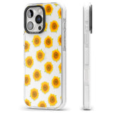 iPhone 16 Pro Max Sunflowers Transparent Pattern Black Impact Phone Case