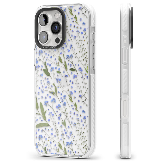 iPhone 16 Pro Max Blue Wild Flower Design Black Impact Phone Case