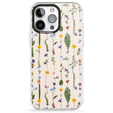 iPhone 16 Pro Max Wildflower Chain Design - Cream Black Impact Phone Case