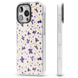 iPhone 16 Pro Max Violet Floral Pattern Design - Cream Black Impact Phone Case