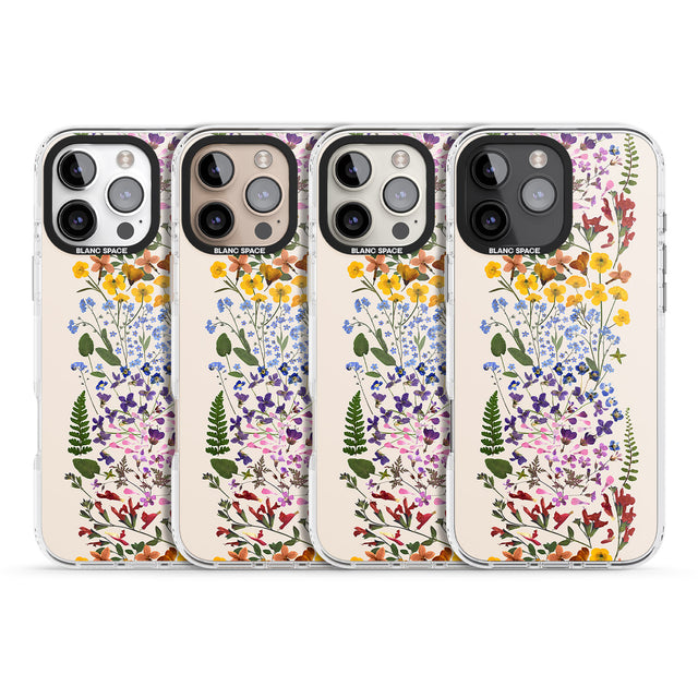 iPhone 16 Pro Max Wildflower Stripe Design - Cream Black Impact Phone Case