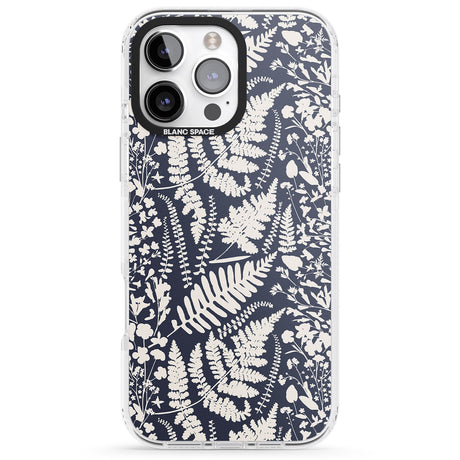 iPhone 16 Pro Max Wildflowers and Ferns on Navy Black Impact Phone Case