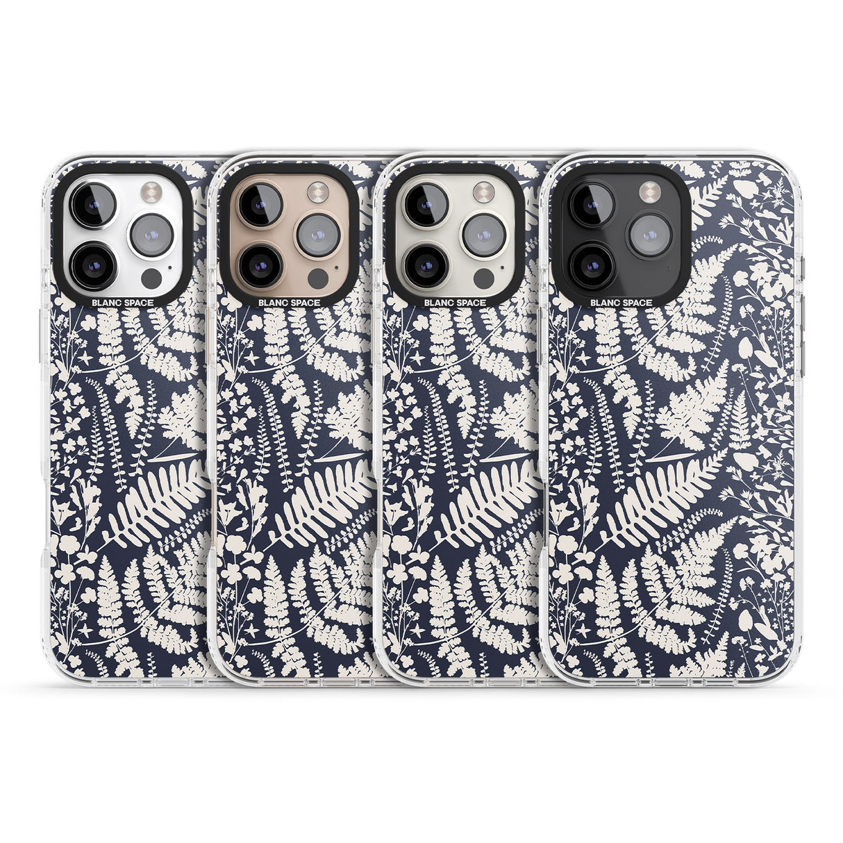 iPhone 16 Pro Max Wildflowers and Ferns on Navy Black Impact Phone Case