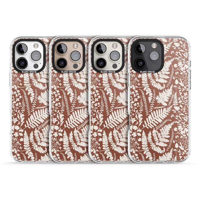 iPhone 16 Pro Max Wildflowers and Ferns on Terracotta Black Impact Phone Case