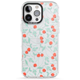 iPhone 16 Pro Max Red Berries Transparent Floral Black Impact Phone Case