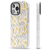 iPhone 16 Pro Max Yellow Leaves Transparent Floral Black Impact Phone Case