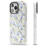 iPhone 16 Pro Max Blue Flora Transparent Floral Black Impact Phone Case