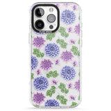 iPhone 16 Pro Max Purple Dahlias Transparent Floral Black Impact Phone Case