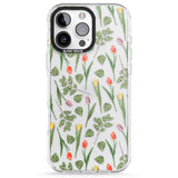 iPhone 16 Pro Max Spring Tulips Transparent Floral Black Impact Phone Case