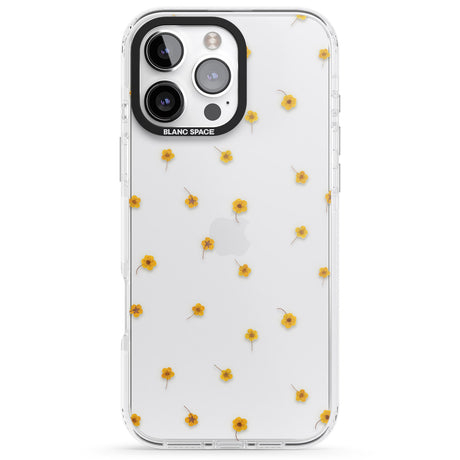 iPhone 16 Pro Max Yellow Flower Pattern - Dried Flower-Inspired Black Impact Phone Case