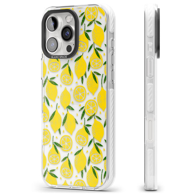 iPhone 16 Pro Max Bright Lemon Fruity Pattern Black Impact Phone Case