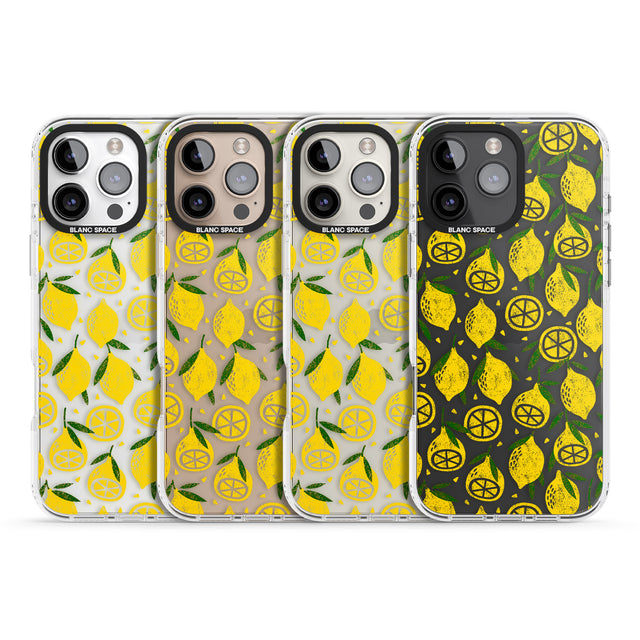 iPhone 16 Pro Max Bright Lemon Fruity Pattern Black Impact Phone Case