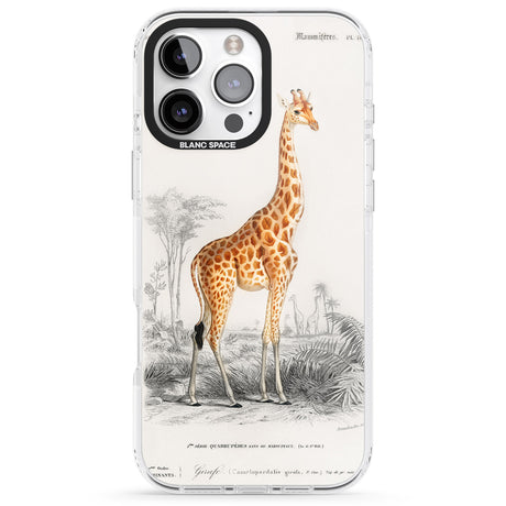 iPhone 16 Pro Max Vintage Girafe Art Black Impact Phone Case