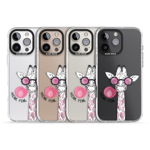 iPhone 16 Pro Max Think Pink Giraffe Black Impact Phone Case