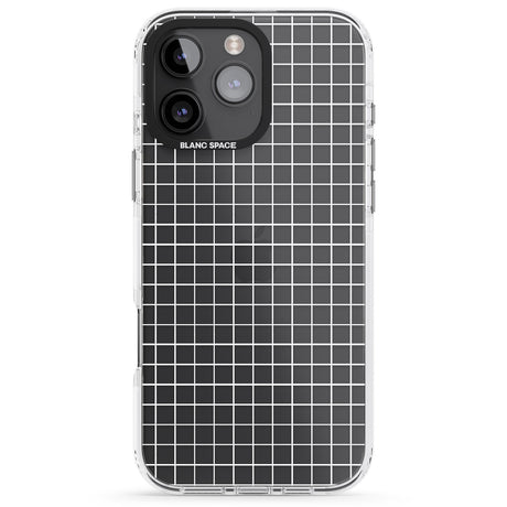 iPhone 16 Pro Max Simplistic Small Grid Designs White (Transparent) Black Impact Phone Case