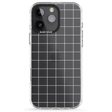 iPhone 16 Pro Max Simplistic Large Grid Pattern White (Transparent) Black Impact Phone Case