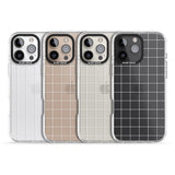 iPhone 16 Pro Max Simplistic Large Grid Pattern White (Transparent) Black Impact Phone Case