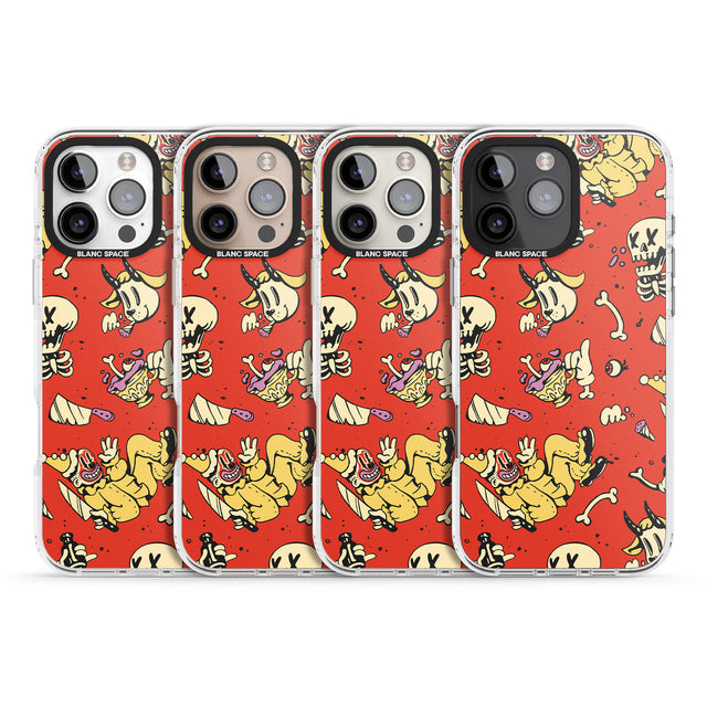 iPhone 16 Pro Max Red Retro Halloween Pattern Black Impact Phone Case