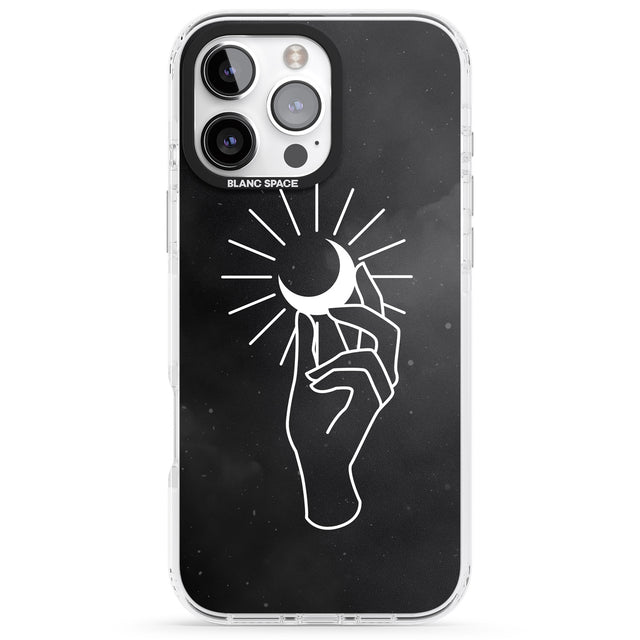 iPhone 16 Pro Max Hand Holding Moon Black Impact Phone Case