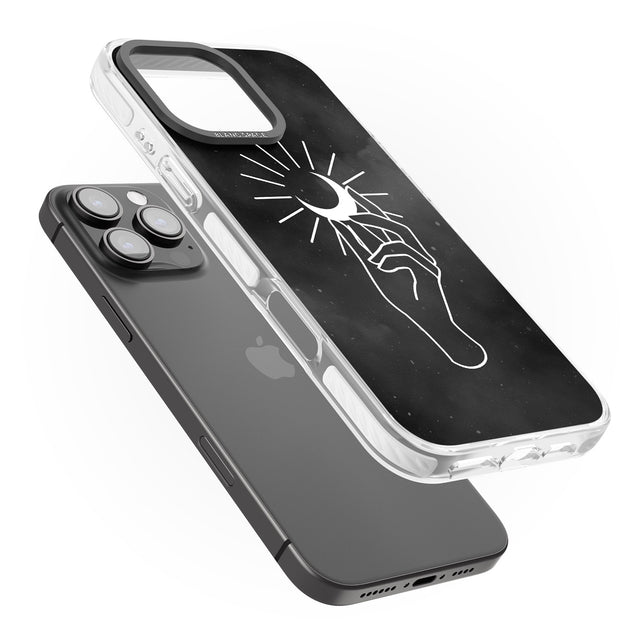 iPhone 16 Pro Max Hand Holding Moon Black Impact Phone Case