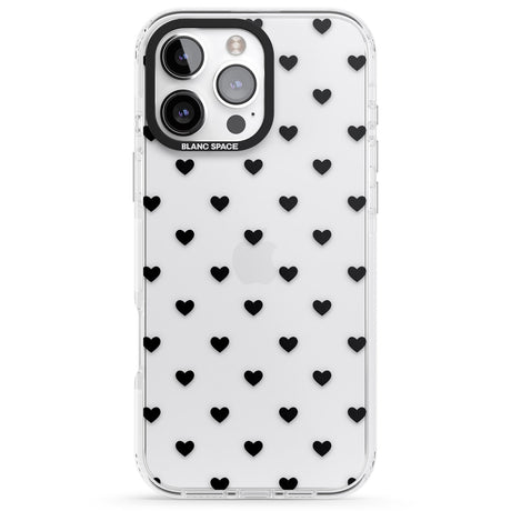 iPhone 16 Pro Max Small Heart Pattern: White & Black Impact Phone Case