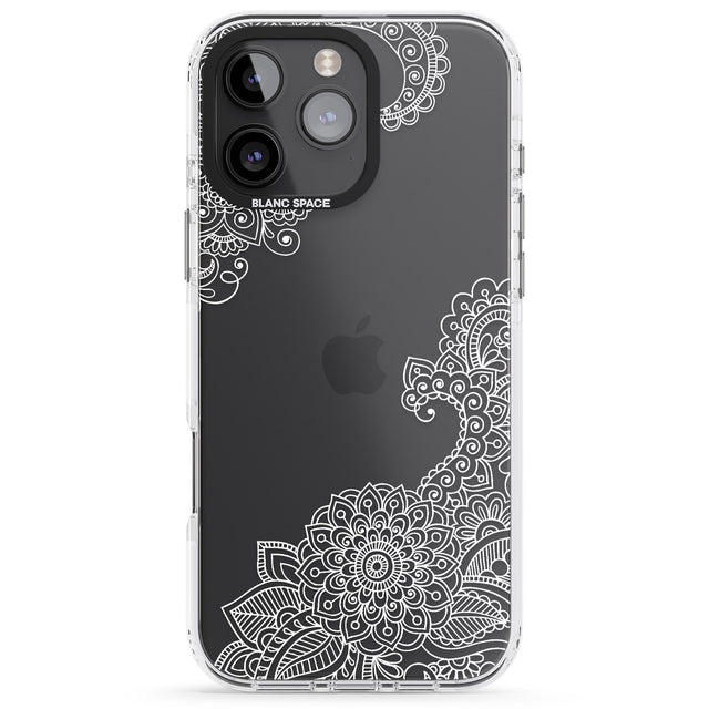 iPhone 16 Pro Max White Henna Botanicals Black Impact Phone Case