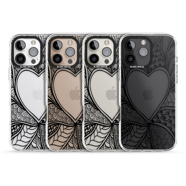 iPhone 16 Pro Max Black Henna Heart Black Impact Phone Case