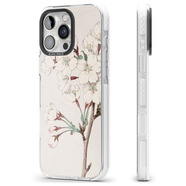 iPhone 16 Pro Max Vintage Japanese Illustrations Cherry Blossoms Black Impact Phone Case