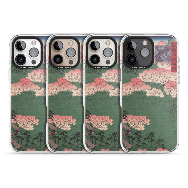 iPhone 16 Pro Max Japanese Illustration Cherry Blossom Forest Black Impact Phone Case