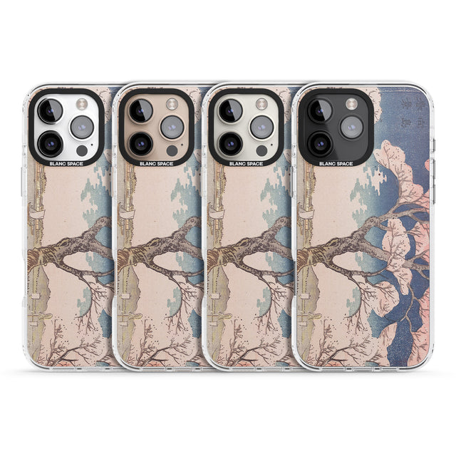 iPhone 16 Pro Max Vintage Japanese Illustrations Cherry Tree Black Impact Phone Case