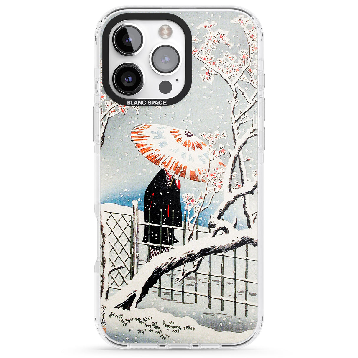 iPhone 16 Pro Max Plum Tree in Snow by Hiroaki Takahashi Black Impact Phone Case + Magsafe