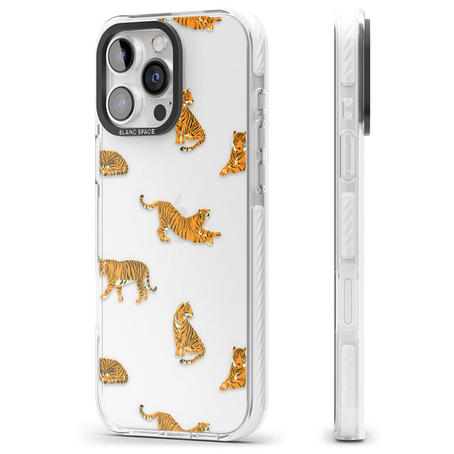 iPhone 16 Pro Max Clear Tiger Jungle Cat Pattern Black Impact Phone Case