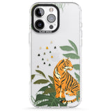 iPhone 16 Pro Max Large Tiger Clear Jungle Cat Pattern Black Impact Phone Case