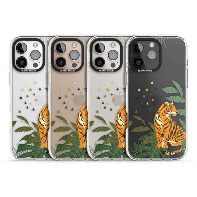 iPhone 16 Pro Max Large Tiger Clear Jungle Cat Pattern Black Impact Phone Case