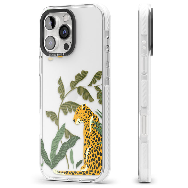 iPhone 16 Pro Max Large Jaguar Clear Jungle Cat Pattern Black Impact Phone Case