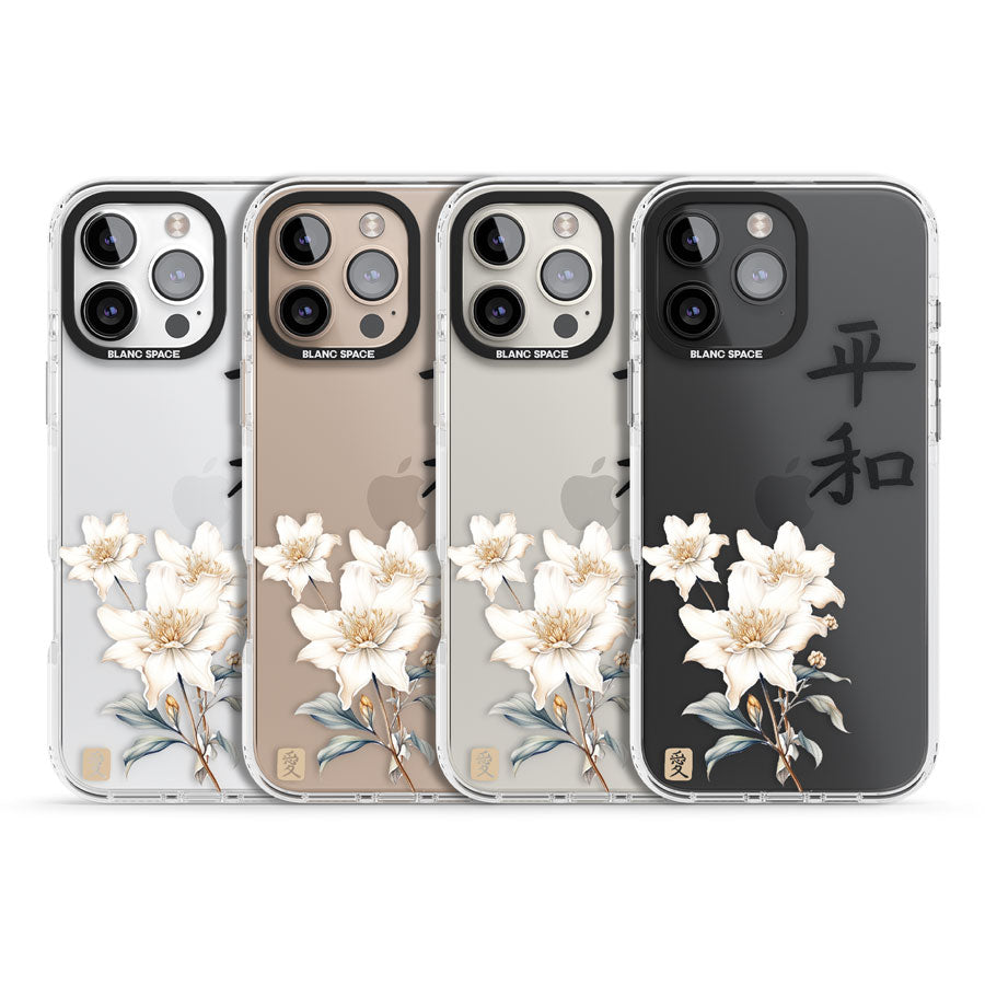 Peace and Flowers Impact Phone Case for iPhone 16 Pro, iPhone 16 Pro Max