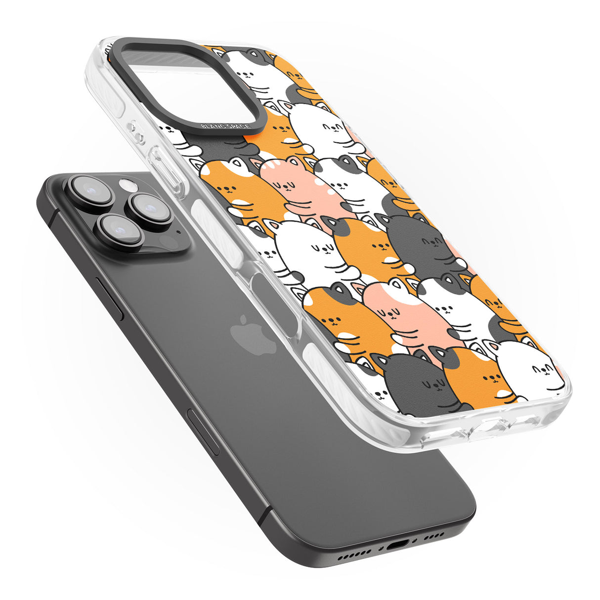 iPhone 16 Pro Max Spooning Cats Kawaii Pattern Black Impact Phone Case