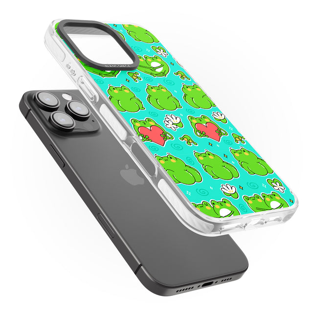 iPhone 16 Pro Max Frog Booty Kawaii Pattern Black Impact Phone Case