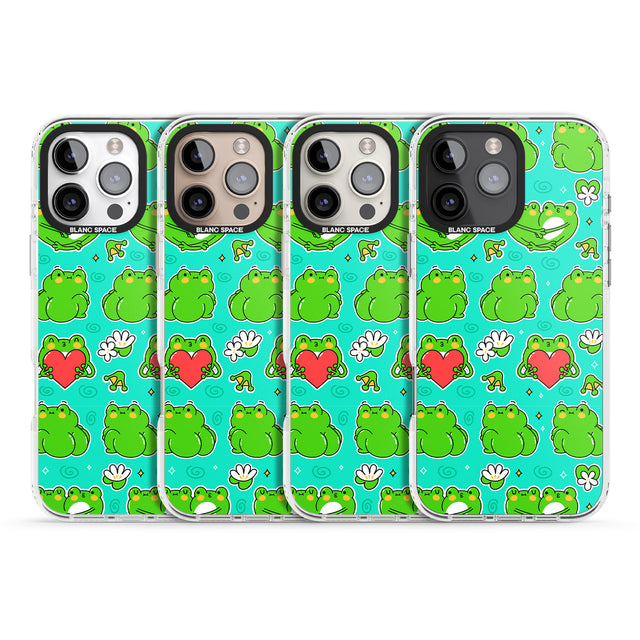 iPhone 16 Pro Max Frog Booty Kawaii Pattern Black Impact Phone Case