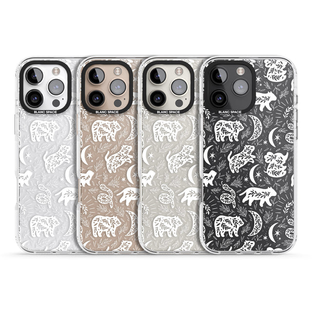 iPhone 16 Pro Max Forest Animal Silhouettes: White/Clear Black Impact Phone Case