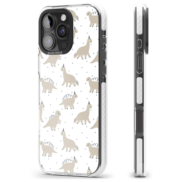 iPhone 16 Pro Max Adorable Dinosaurs Pattern Black Impact Phone Case