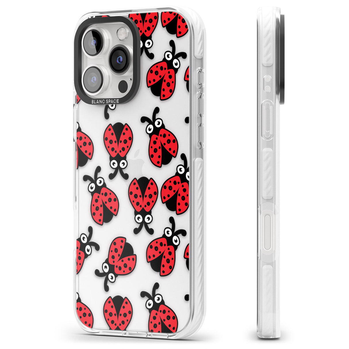 iPhone 16 Pro Max Ladybug Pattern Black Impact Phone Case