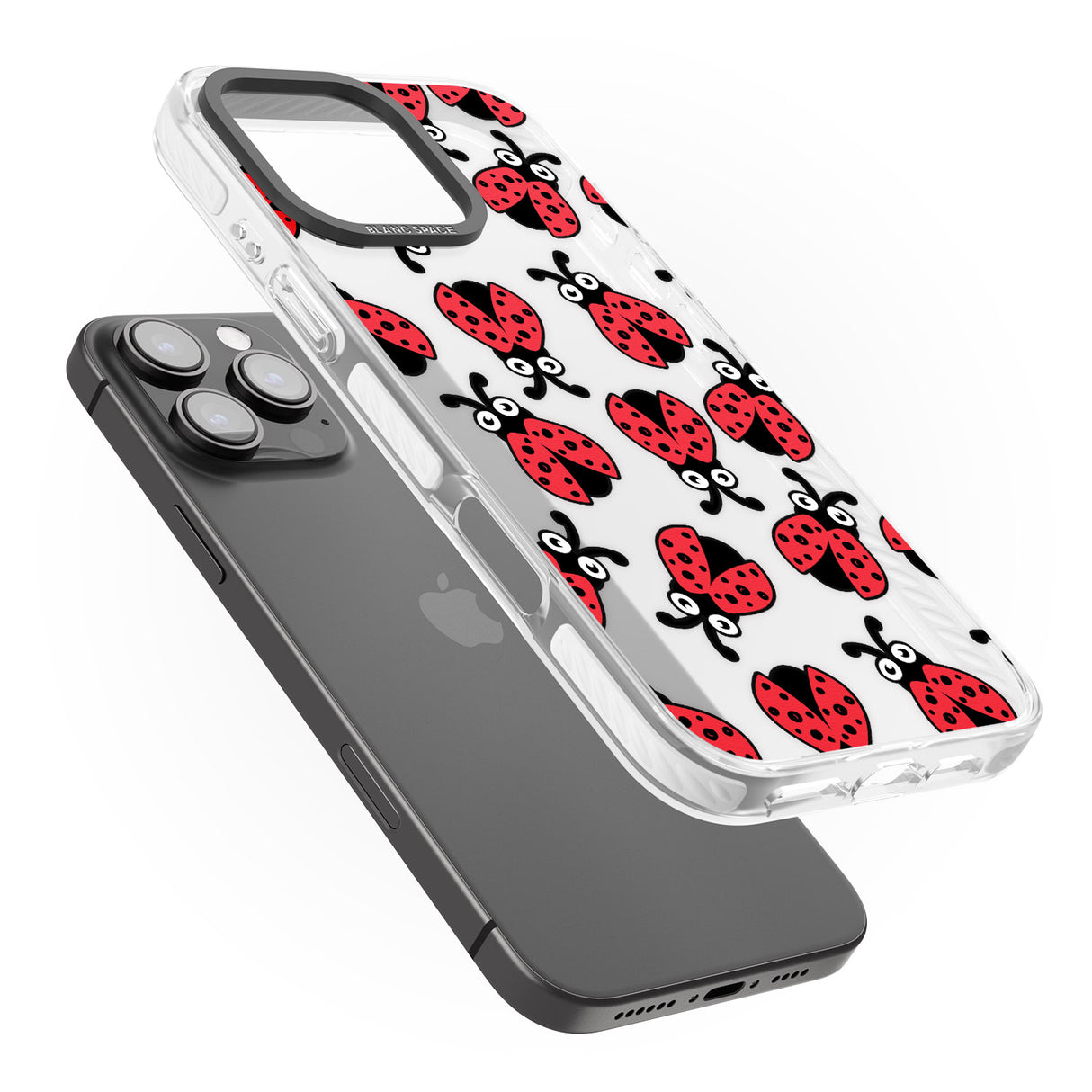 iPhone 16 Pro Max Ladybug Pattern Black Impact Phone Case